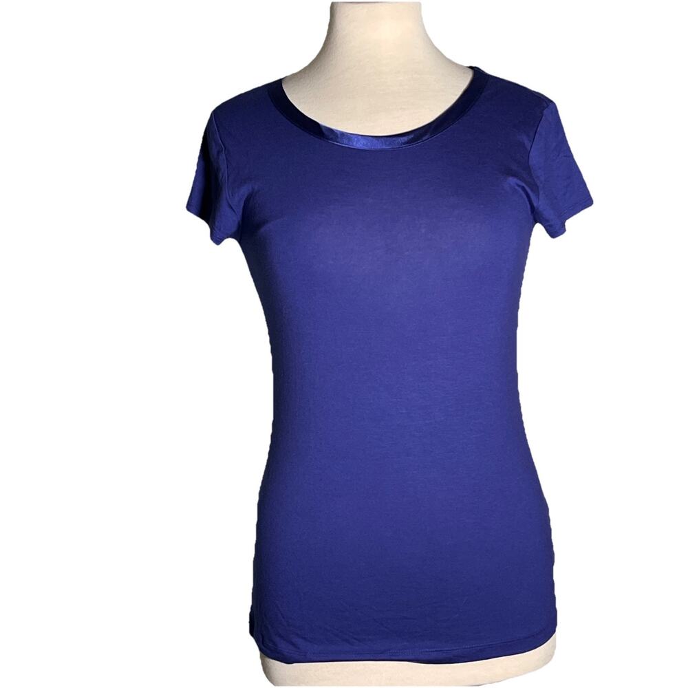 Banana Republic Women’s Satin Trim Tee Royal Blue Small
